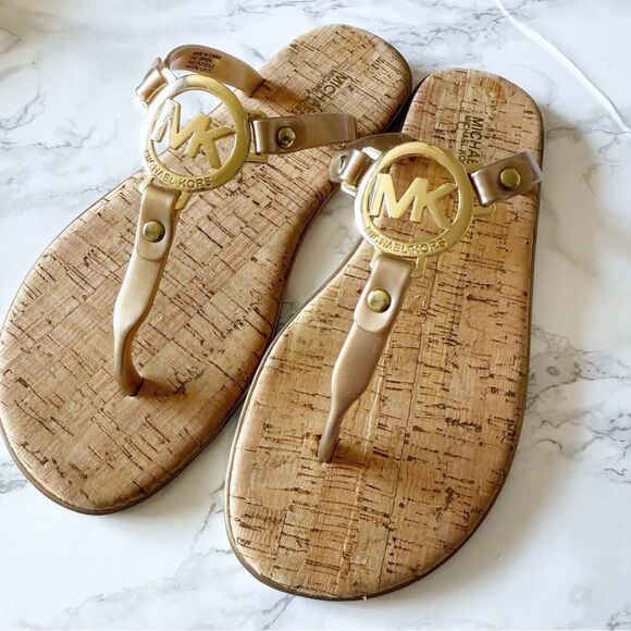 Michael Kors logo cork thong sandals - Picture 1 of 5